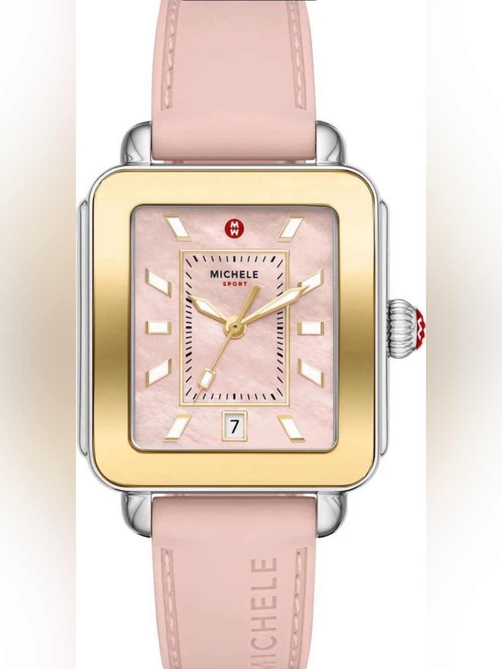 MICHELE Sport Pink Mother-of-Pearl Dial 18K Gold-Plated Silicone MWW06K000072